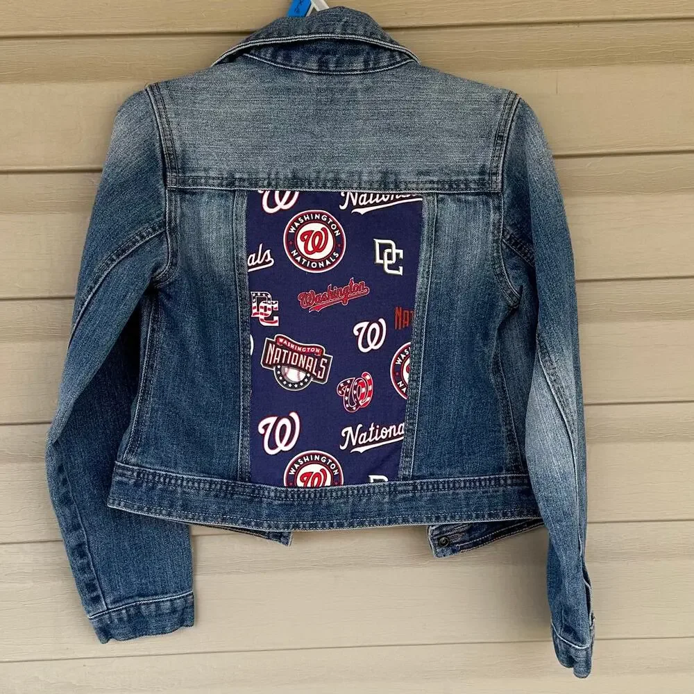 Upcycled Washington Nationals MLB Gapkids Med Jean Jacket
